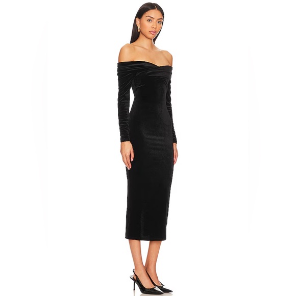 All Saints Black Velvet Midi Dress NWT - Picture 1 of 11